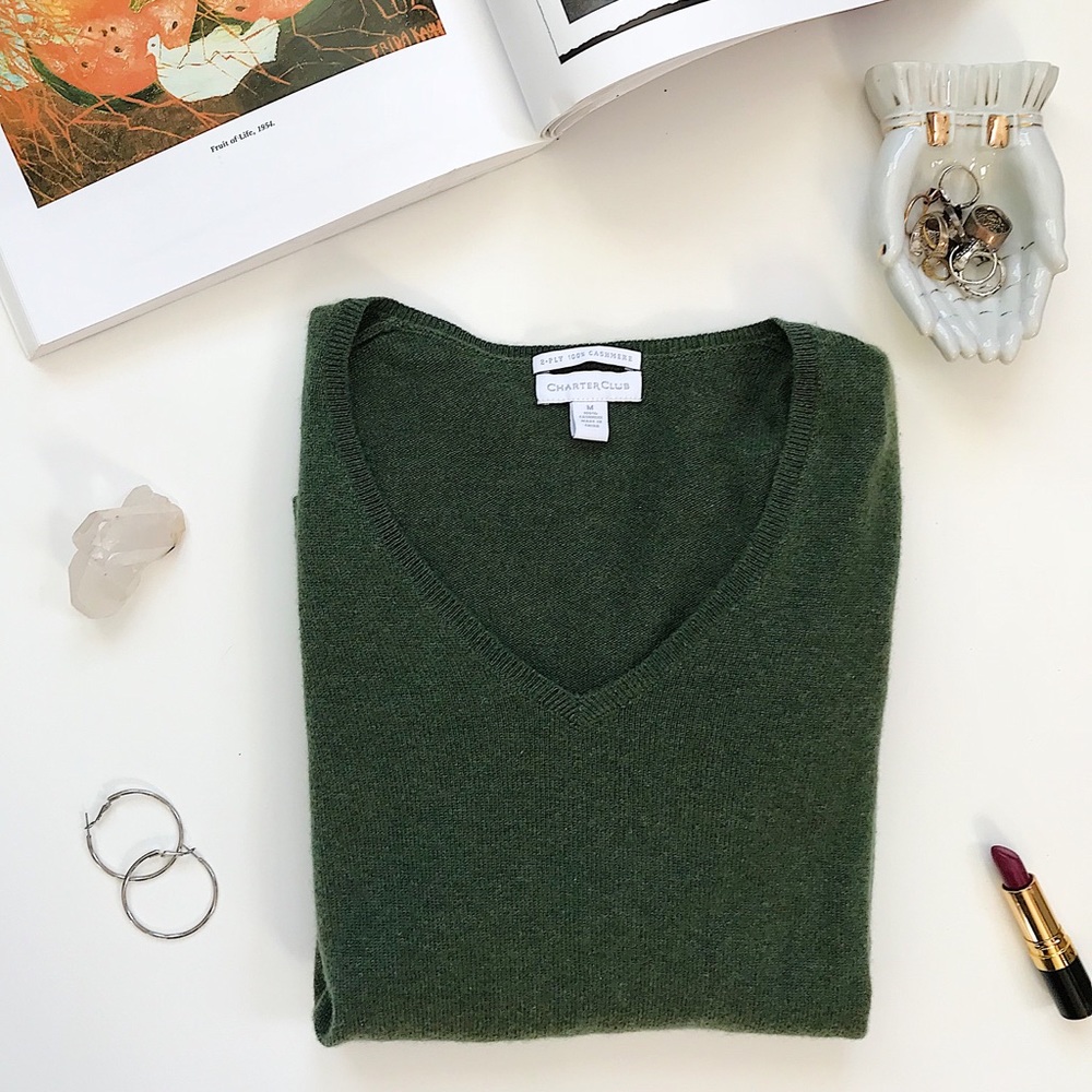 Charter Club Cashmere V Neck Top